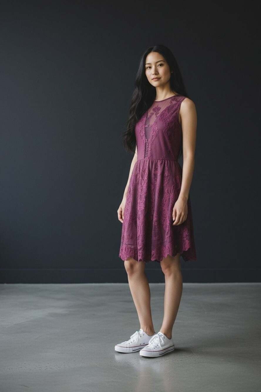 For Love & Lemons Lulu Lace Embroidered Mini Dress in Wine